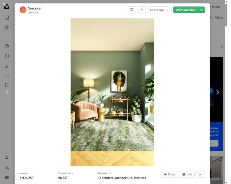 Stylish green-walled living room with pink velvet armchair and plants - Summer 2026 interior colour trends